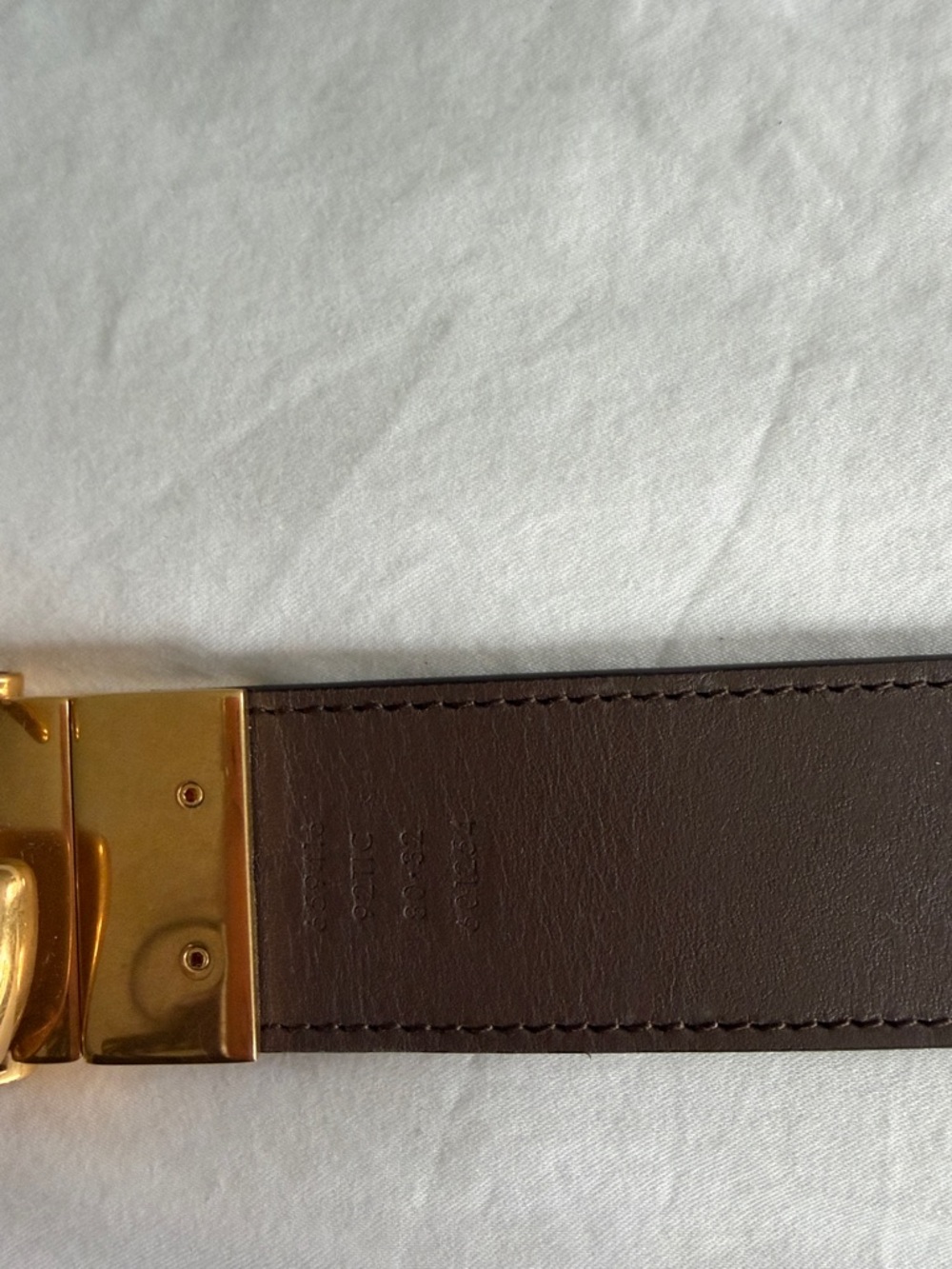 Gucci Brown GG Monogram Belt with Gold Double G Buckle - Picture 4 of 4